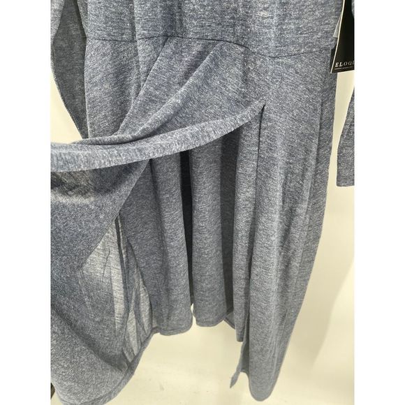 Eloquii Dress Long Sleeve Women 14 Knit Blue Asymmetrical Mock Neck New‎ - Picture 10 of 12